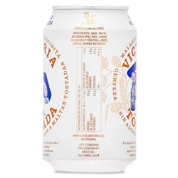 Cerveza tostada 0,0% alcohol Victoria lata 33 cl 2
