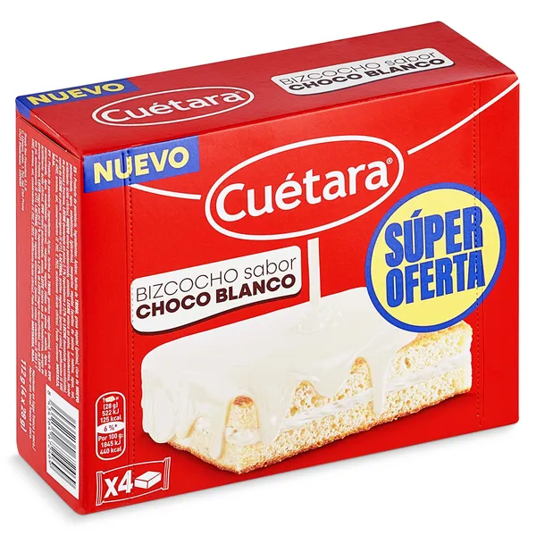 Bizcocho sabor chocolate blanco Cuétara caja 112 g