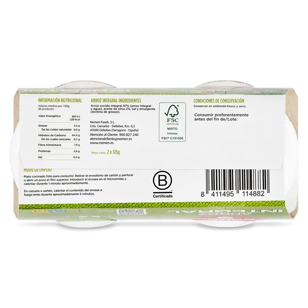 Vasos de arroz integral Nomen 2 x 125 g 3