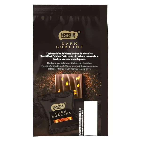 Chocolate negro con caramelo salado en láminas Nestlé Dark caja 150 g 2