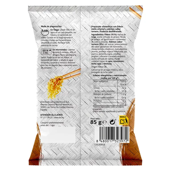 Noodles sabor ternera Dia Al Punto 85 g 3