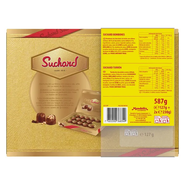 Turrón de chocolate clásico Suchard pak 2 uds + bombones gratis 2