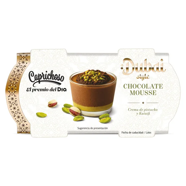 Mousse de chocolate con pistacho estilo Dubai Dia Caprichoso 2 x 70 g 2