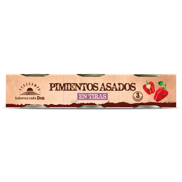 Pimientos asados en tiras Dia Vegecampo 3 x 60 g 2