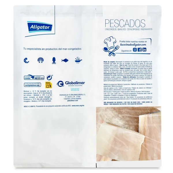Maruca en porciones con piel Aligator bolsa 475 g 2