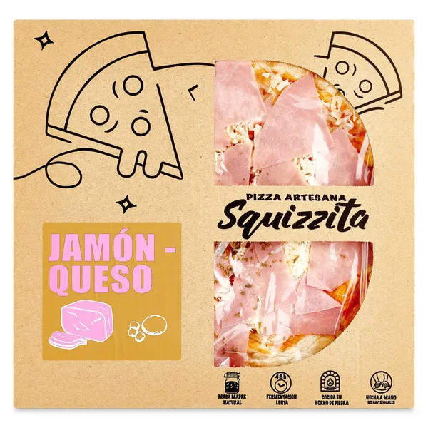 Pizza artesana de jamón y queso Squizzita caja 450 g