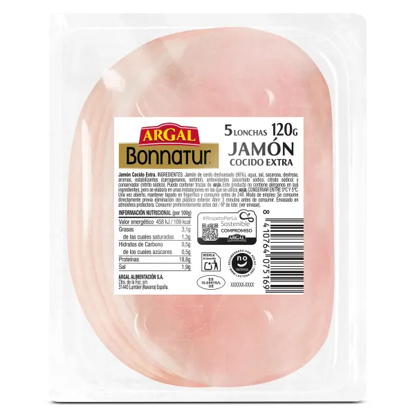 Jamón cocido 96% Bonnatur 120 g 3