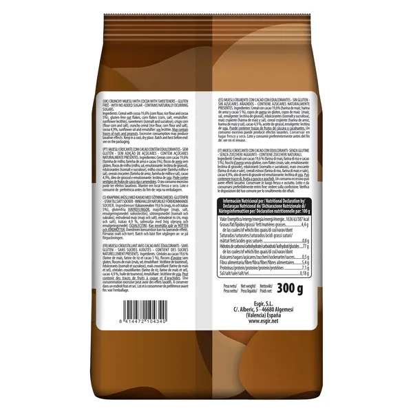 Muesli crujiente con cacao sin gluten Esgir 300 g 4
