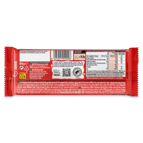 Chocolate con leche relleno de galleta filipinos Nestlé Extrafino 84 g 2