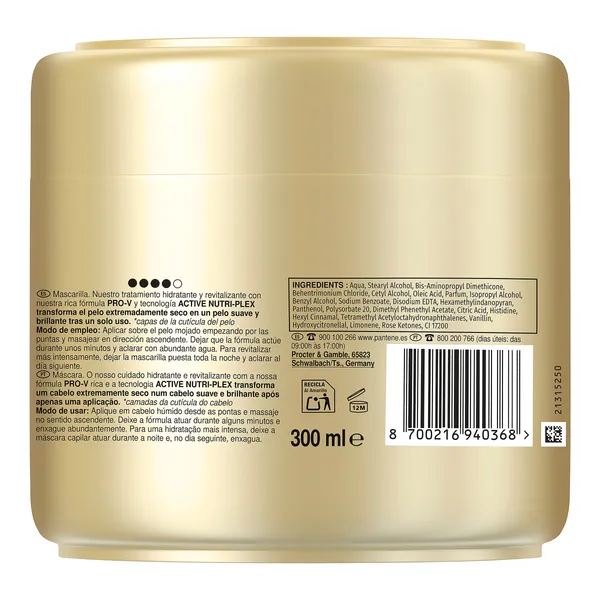 Mascarilla hydra revitaliza Pantene frasco 300 ml 2
