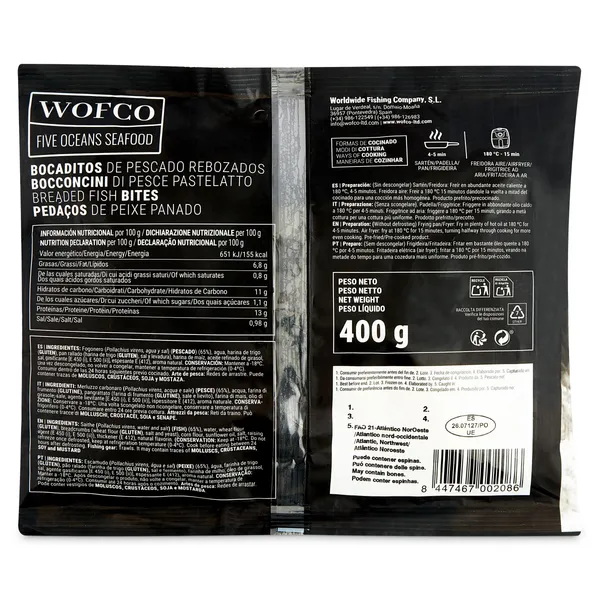 Bocaditos de pescado rebozados Wofco bolsa 400 g 2