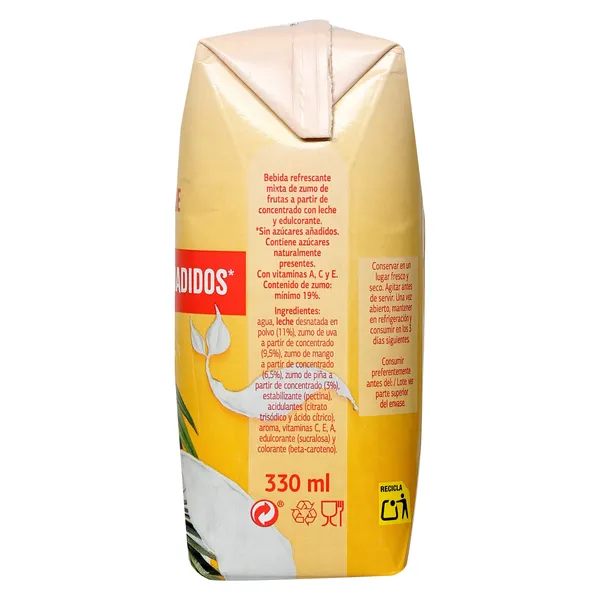 Bebida de fruta y leche tropical sin azúcar añadido Dia Saborfera 3 x 330 ml 3