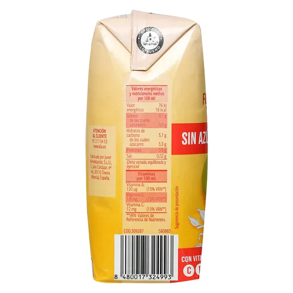 Bebida de fruta y leche tropical sin azúcar añadido Dia Saborfera 3 x 330 ml 4