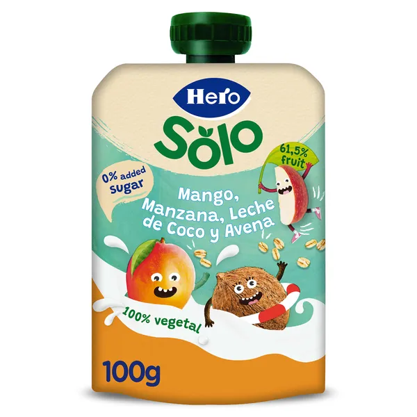 Alimento infantil mango, coco y avena Hero 100 g 2