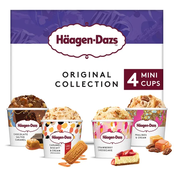 Helado original collection mini cups 4 unidades Haagen Dazs caja 326 g 2