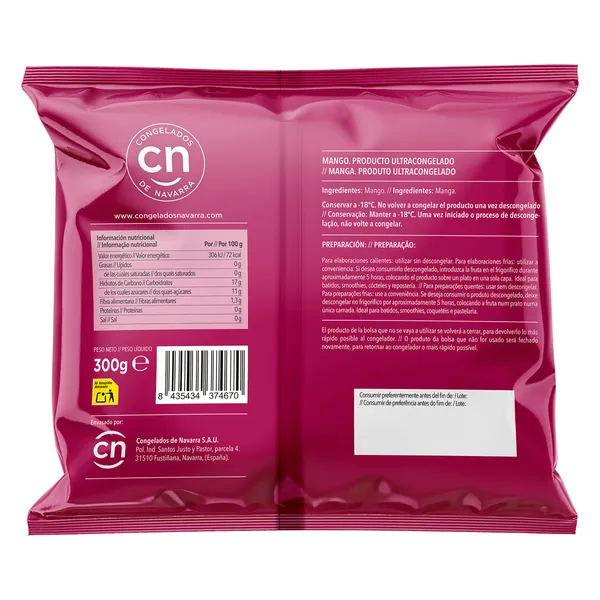 Mango congelado Congelados de Navarra bolsa 300 g 2