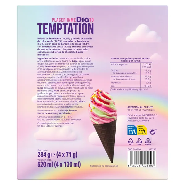 Conos arcoiris Dia Temptation 4 x 71 g 4