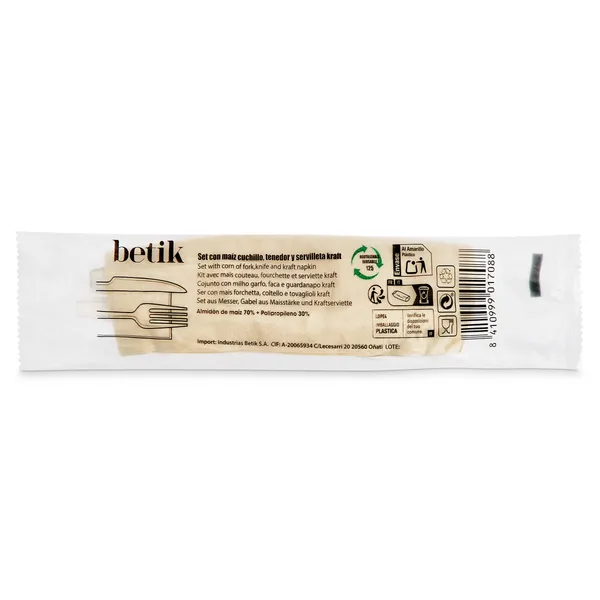 Set de tenedor, cuchillo y servilleta Betik 1 unidad 4