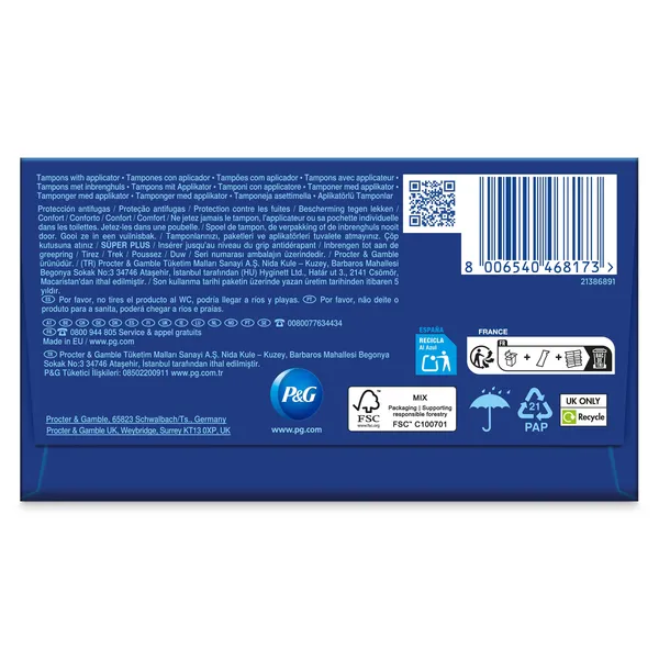 Tampón compak super plus Tampax caja 26 unidades 3