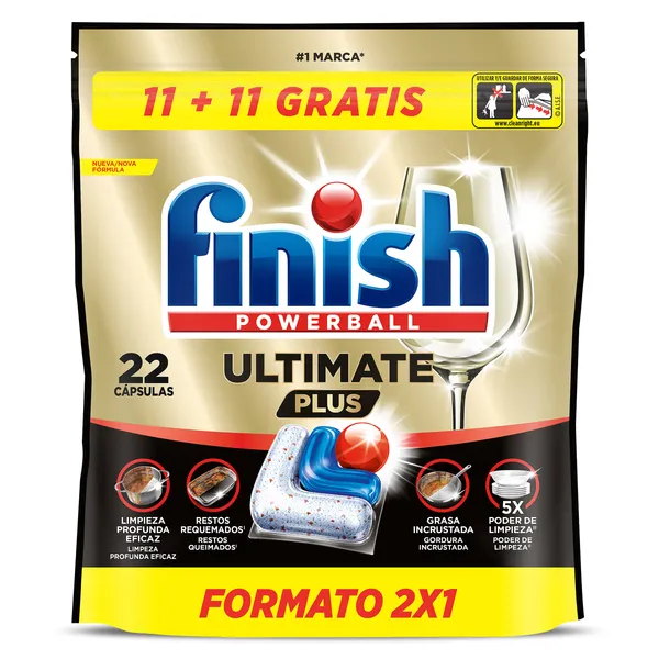 Pastillas lavavajillas ultimate plus Finish 22 unidades 2