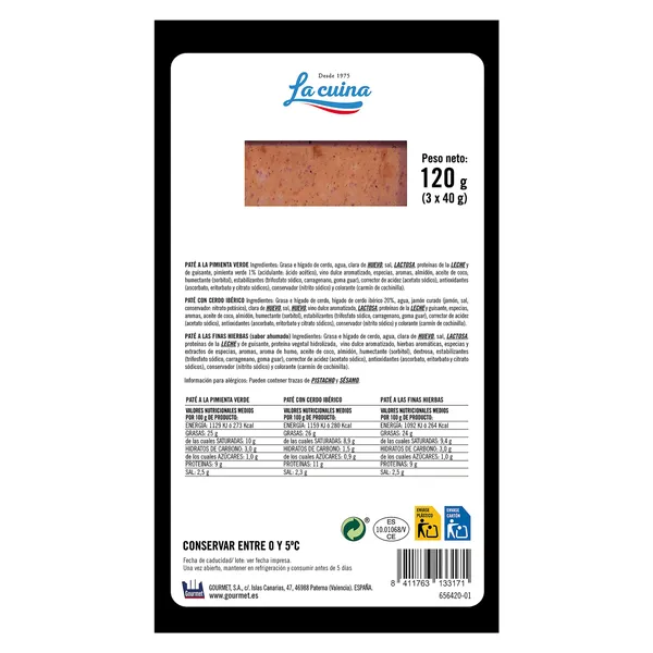 Tabla de patés Tradicional La cuina 120 g 2