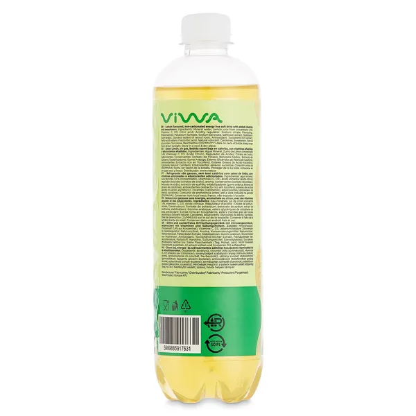 Bebida refrescante con vitaminas sabor limón Immunity Viwa botella 600 ml 3