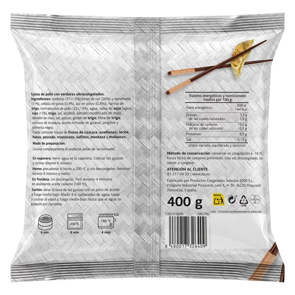 Gyozas de pollo con verdura Dia Al Punto 400 g 3