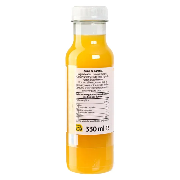 Zumo de naranja 100% exprimido sin pulpa Dia Saborfera 330 ml 3