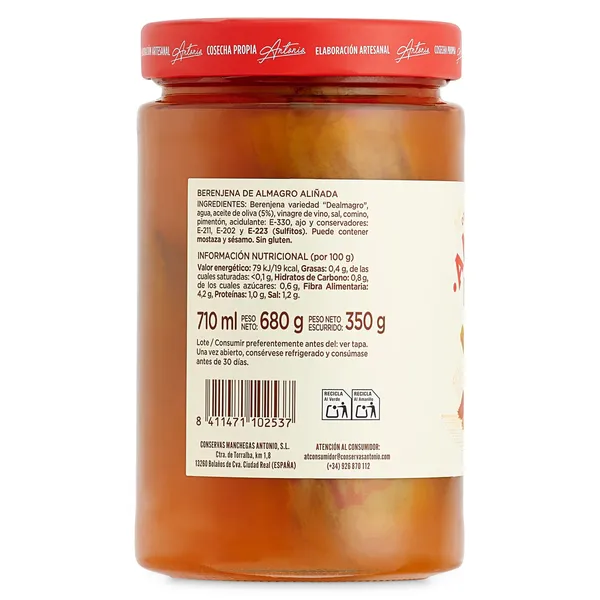 Berenjena de Almagro aliñada Antonio frasco 350 g 2