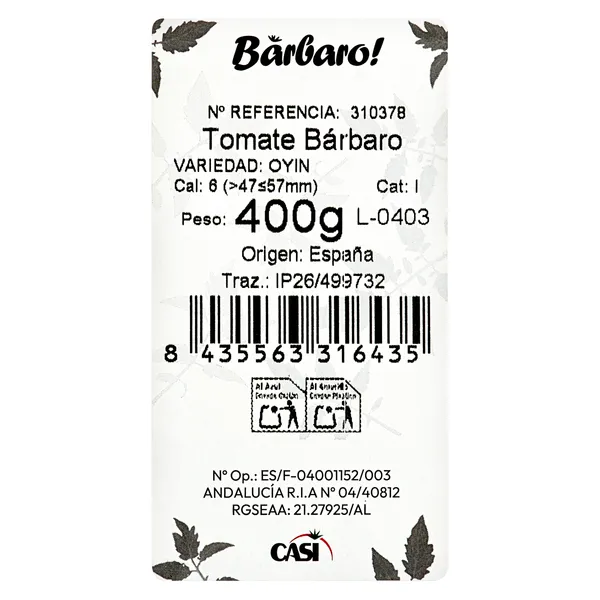 Tomate Bárbaro 400 g 6