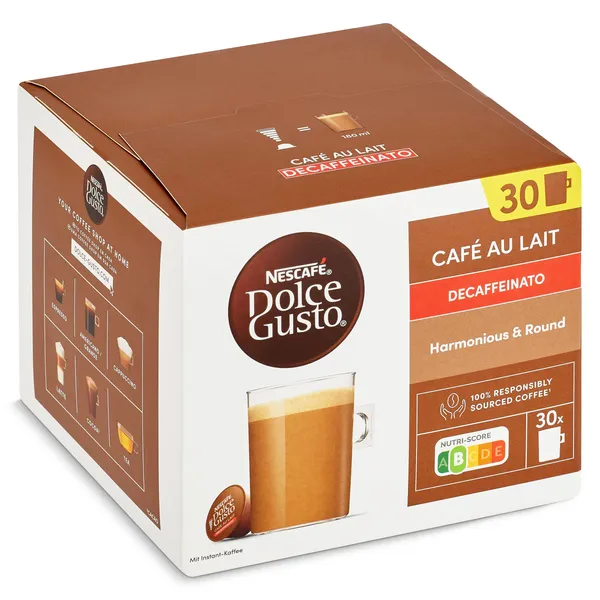 Café con leche en cápsulas descafeinado Nestlé Dolce Gusto caja 30 unidades 2