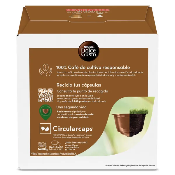 Café con leche en cápsulas descafeinado Nestlé Dolce Gusto caja 30 unidades 3