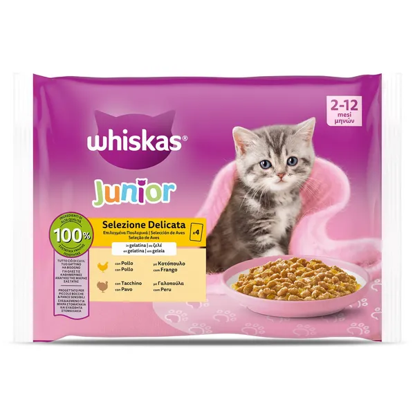 Alimento para gatos junior aves en gelatina Whiskas 4 x 85 g 2