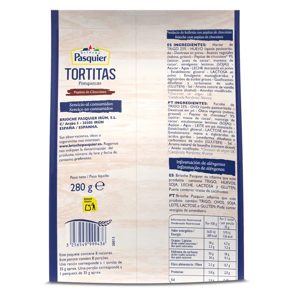 Tortitas con pepitas de chocolate Brioche Pasquier 280 g 4