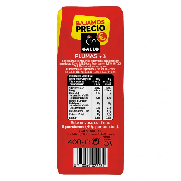 Plumas N.º 3 Gallo 400 g 2
