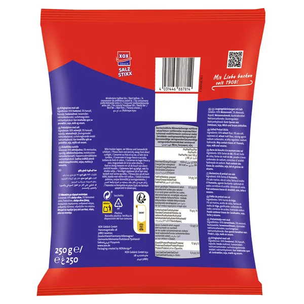 Palitos pretzel con sal Xox 250 g 3