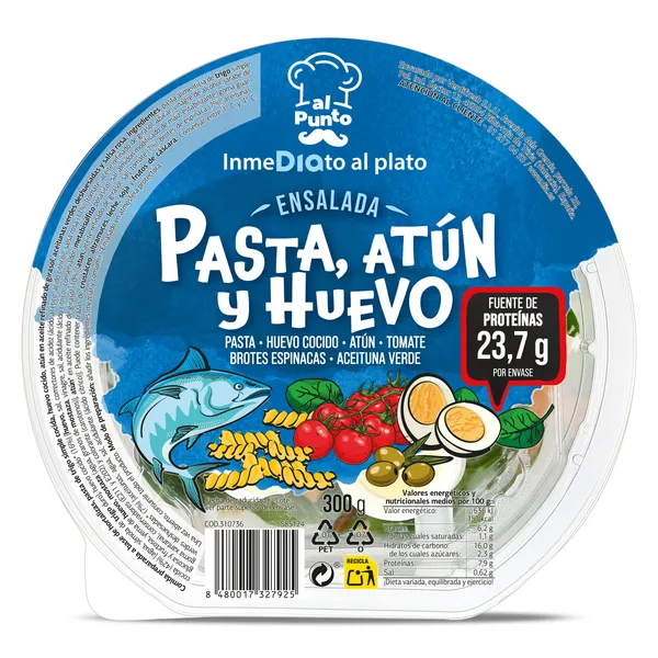 Ensalada de pasta, atún y huevo Dia Al Punto 300 g 2