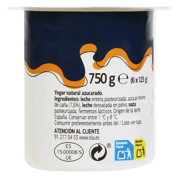 Yogur natural con azúcar de caña Dia Láctea 6 x 125 g 4