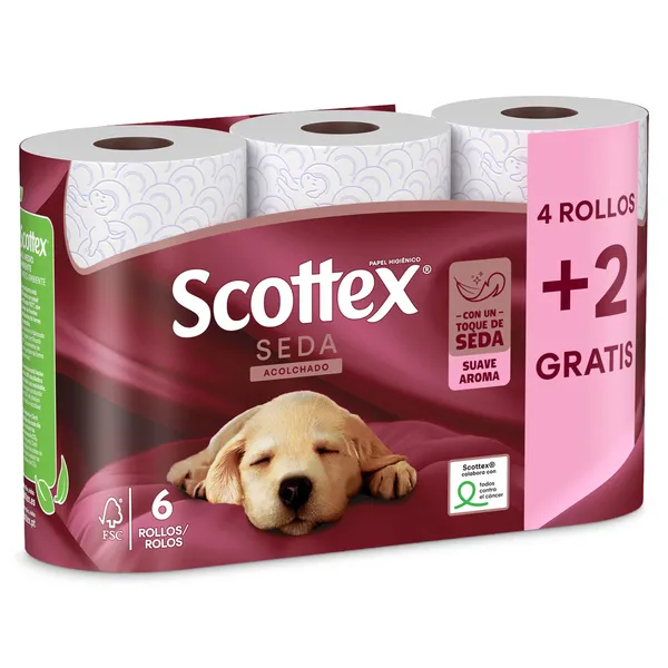 Papel higiénico seda Scottex 4+2 uds 2
