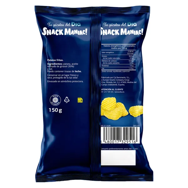Patatas fritas gourmet extraonduladas Dia Snack Maniac 150 g 3