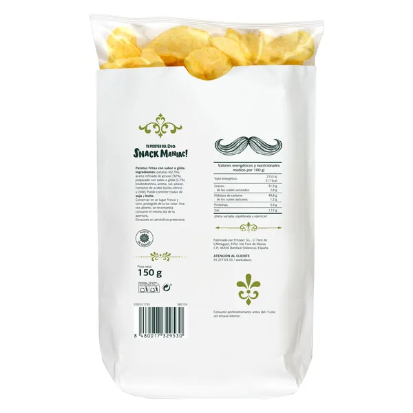 Patatas fritas artesanas sabor gilda Dia Snack Maniac 150 g 3