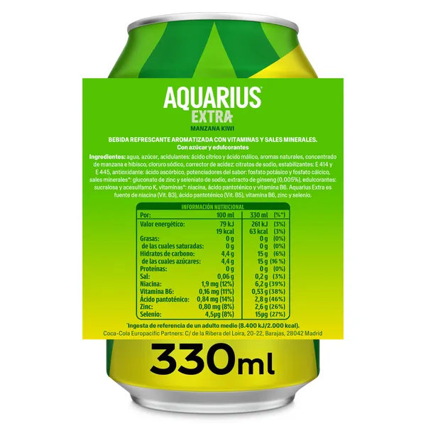 Aquarius de manzana y kiwi 330 ml 3