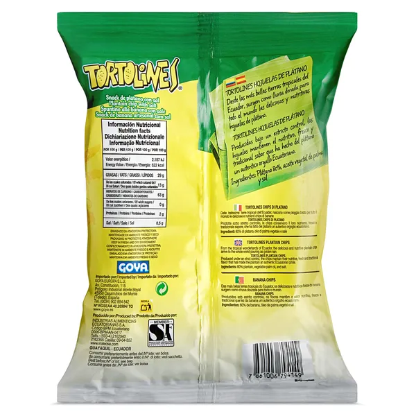 Snack de platano con sal Tortolines 100 g 3
