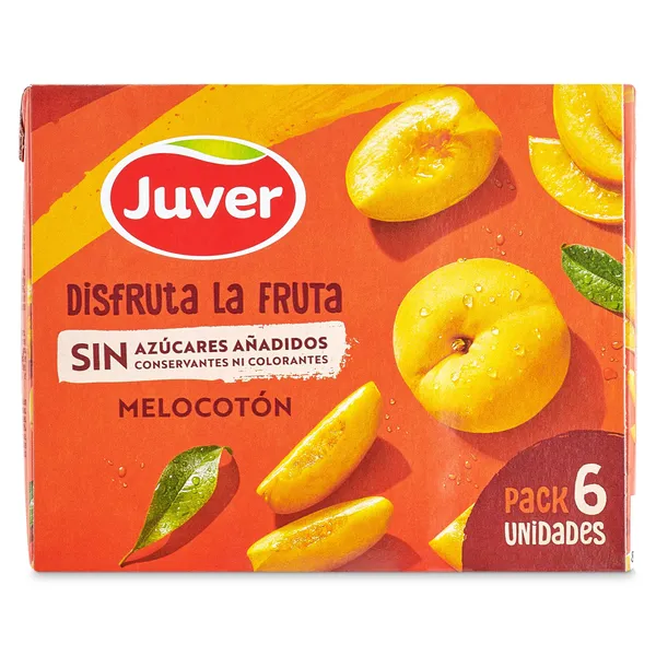 Bebida de zumo de melocotón sin azúcares añadidos Juver Disfruta brik 6 x 200 ml 2