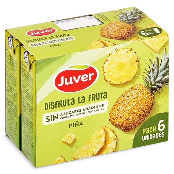 Bebida de zumo piña sin azúcares añadidos Juver pack 6 x 200 ml 3