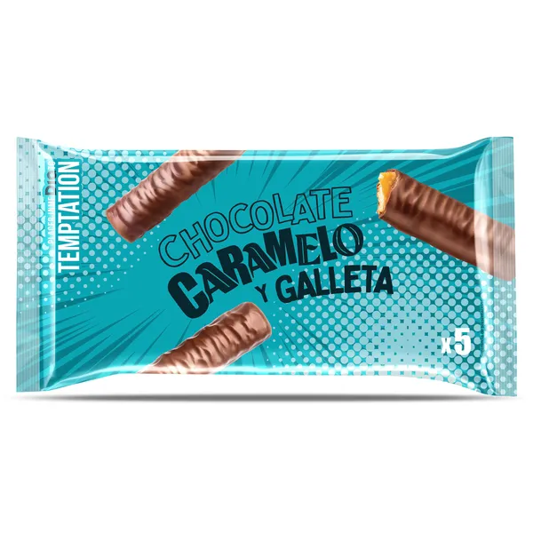 Barrita de chocolate caramelo y galleta Dia Temptation bolsa 290 g 2