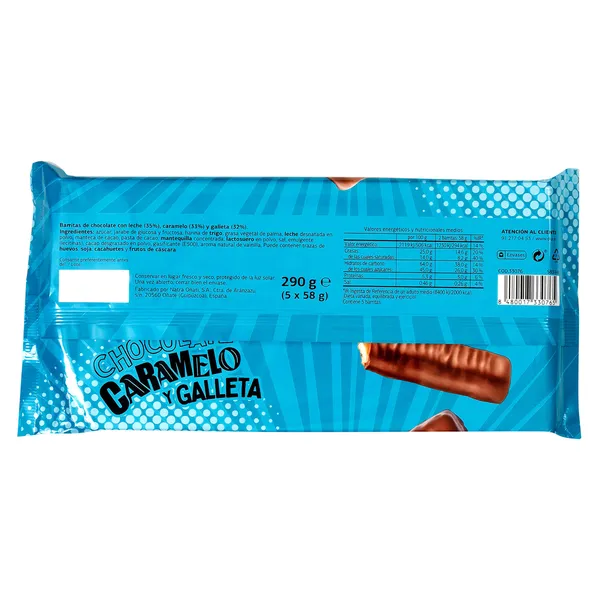 Barrita de chocolate caramelo y galleta Dia Temptation bolsa 290 g 3