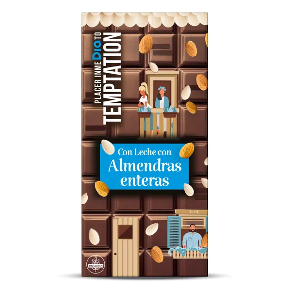 Chocolate con leche y almendras enteras Dia Temptation 200 g 2
