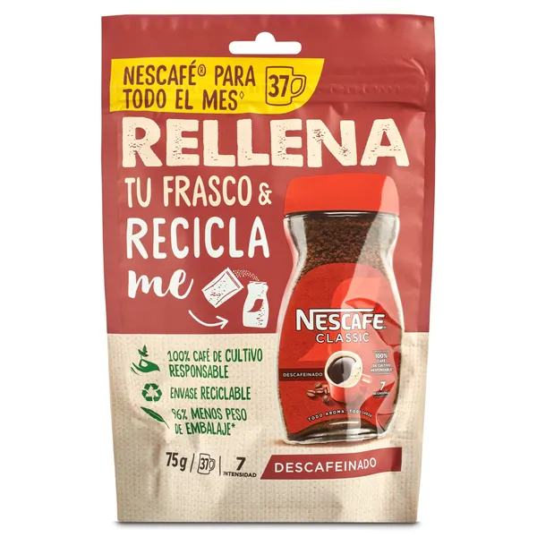 Café soluble descafeinado Nescafé 75 g
