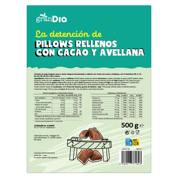 Cereales rellenos con chocolate y avena Gran Dia caja 500 g 4